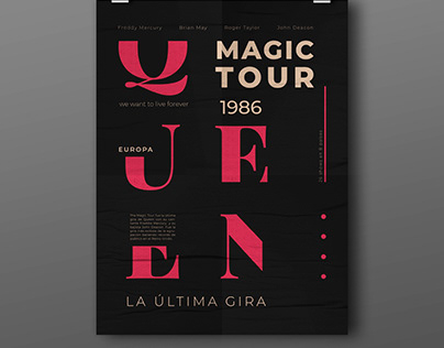 Afiche Tipográfico Queen Magic Tour '86