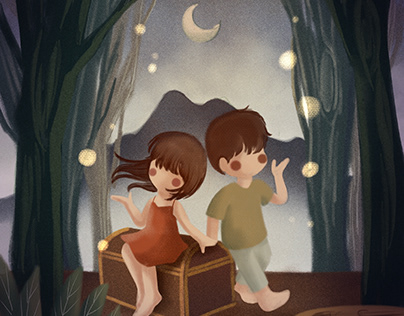 Children Illustration - The Twins in the Forest