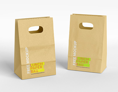 Free Lunch Kraft Paper Bag Mockup