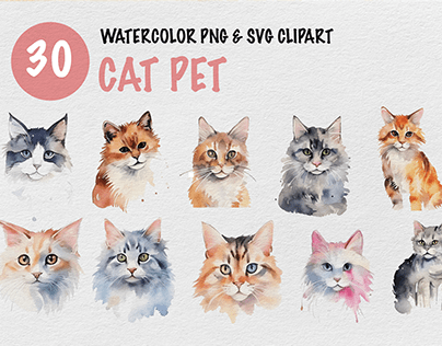 Project thumbnail - 30 Watercolor PNG & SVG Clipart