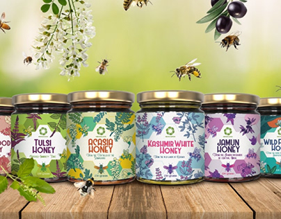 Coconut oil and honey jar label designs