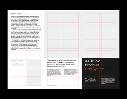 A4 Trifold Brochure Grid System for InDesign