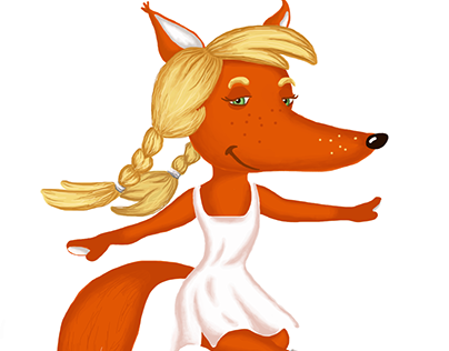 Little fox character. Digital illustration