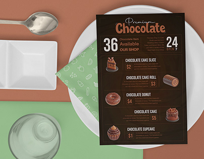 Chocolate Cake Restaurant menu card design