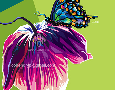 Butterfly and Flower Pop Art