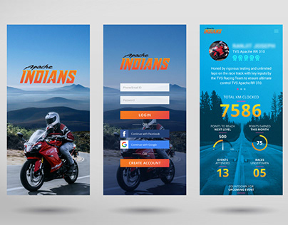 TVS Apache Indians App | Travel | Concept | UI/UX