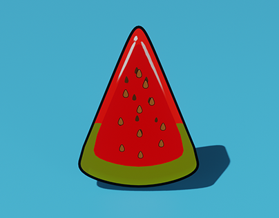 3D Illustration "Watermelon with outline" and animation