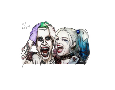 Cartoon Joker and Harley