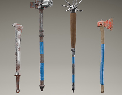 Cold weapons in post-apocalypse style