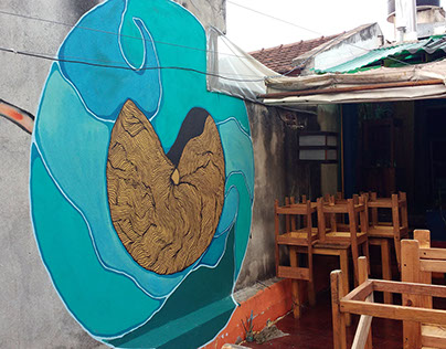 Mural en terraza de Favela