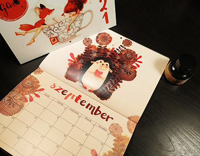 2021 calendar with hedgehogs and foxes