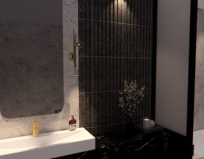 Визуализация интерьера ванной в стиле минимализм