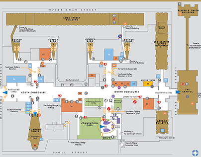 Map of Concourse Level of Empire State Plaza