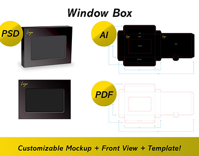 Window Box Mockup + Front View + PDF