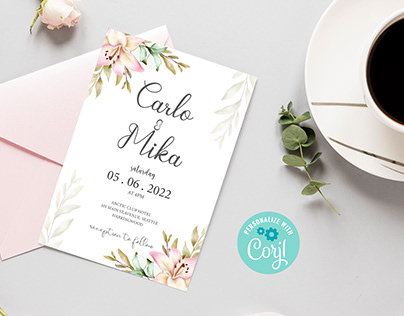 Modern floral Wedding Invitation | Watercolor Wedding