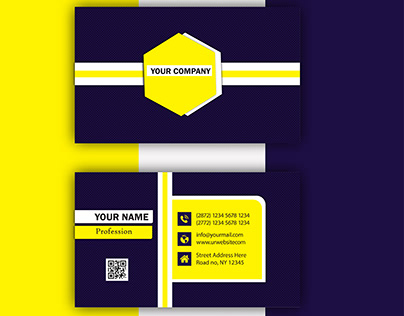Blue-Yellow Business Card Design Template.