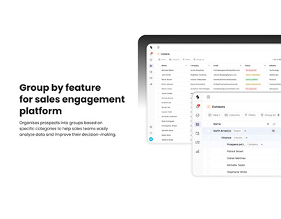 Group by feature for sales engagement platform