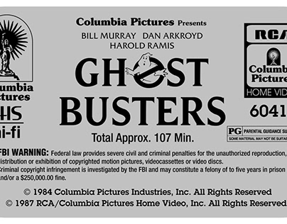 VHS Label Sticker Arts of "Ghostbusters" (1984)