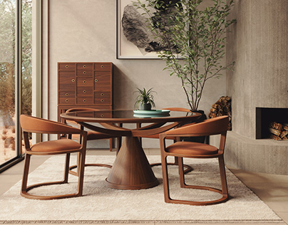 Image for Walnut Vasco Table and Kobe Chair by Wewood