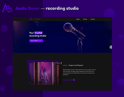 Landing page for recording studio