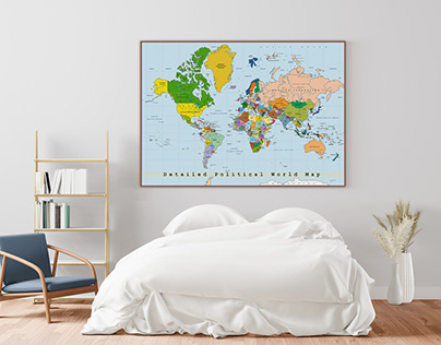 Detailed political world map. Vector illustration.