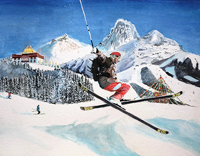 Faire du ski au Tibet