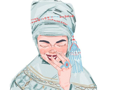 Kazakh girls in traditional folk clothes