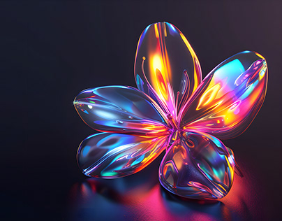 3D iridescence colorful abstract holograph flower shape