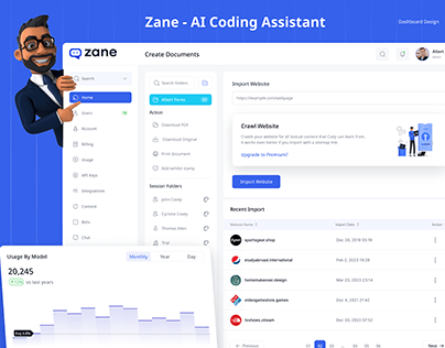 SaaS Dashboard - Zane AI Coding Assistant UI/UX Website