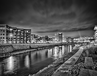 Sioux Falls Night Black & White HDR Photography