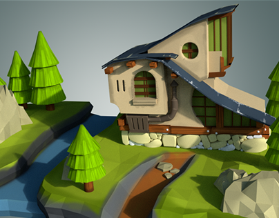 House for Game 3D Model Painted