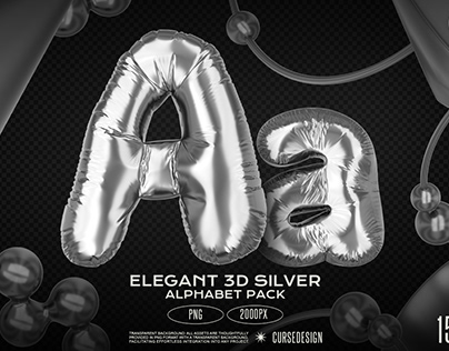 Elegant 3D Silver Alphabet Pack