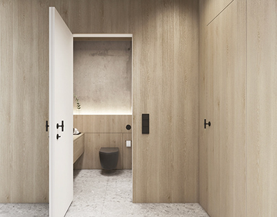 hall & bathrooms in modern apartment