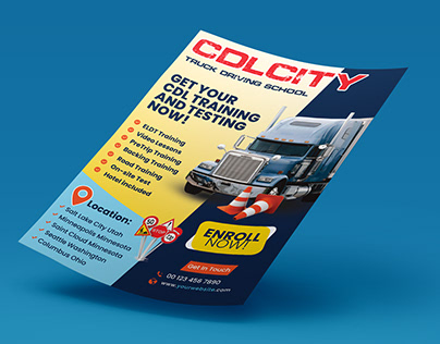 CDL City Truck Driving School Promotion Flyer Design
