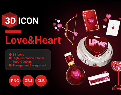 Valentine Love&Heart 3D icon set