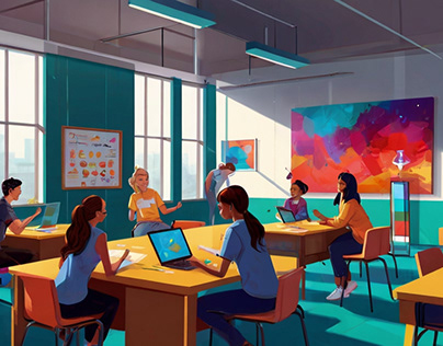 Digital Painting Of Accounting Classroom