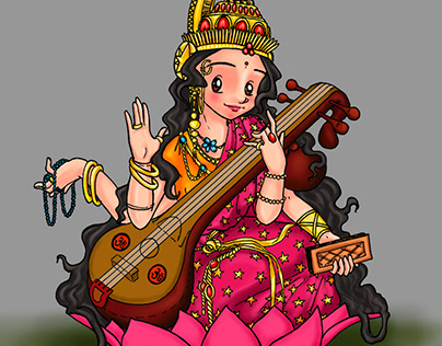 Digital Art of Mata Saraswati Ji