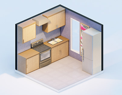 Low poly studio apartment isometric 3d renders