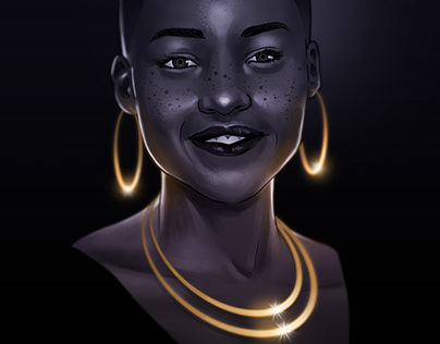 African woman with gold jewellery