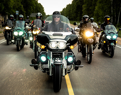 Motorcycle club on the road