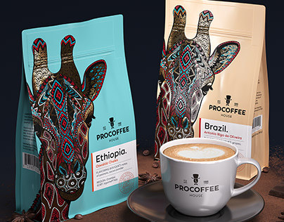 Coffee packaging design TM "PROCOFFEE"