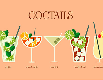 Cocktail set, summer cocktails, vintage cocktails