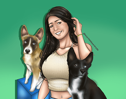 Portrait of a client with her pets