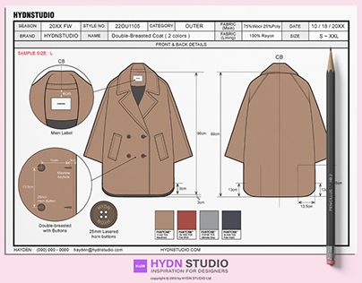 Complete Coat Outer Design Reference Tech Pack Template