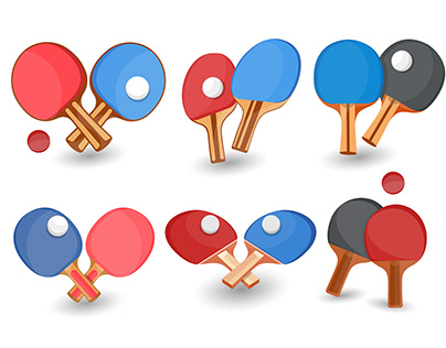 Ping Pong Bat And Ball Vector Design Collections.