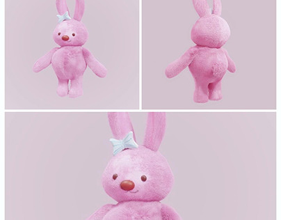 A stuffed bunny as 3D art