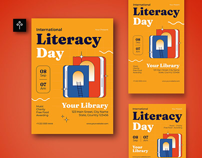 Retro International Literacy Day Flyer