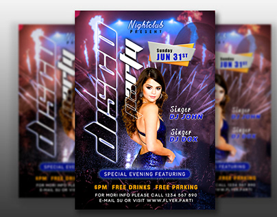 Colorful Night Club Disco Party Poster Flyer