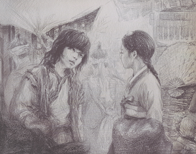 Boy and girl_pencil drawing