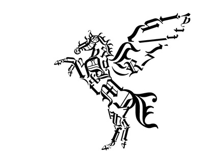 Pegasus_mythical creature typography portrait